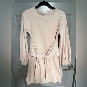 Elegant Long Sleeve Beige Dress